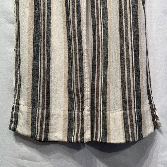 Naturals D&co Linen Striped cropped Cargo pocket paper bag waist pants SMALL - Picture 5 of 9